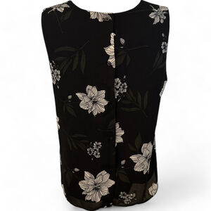 Women's Banana Republic Black Floral Sleeveless Blouse Size M